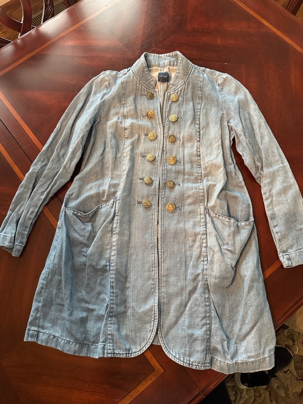 J. Jill Light Blue Military-Style Jean Jacket